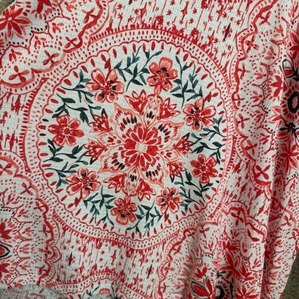 Torrid Red Ivory Knit Macramé High Neck Boho Print Tank Size 0‎ Large NWT